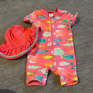 Carters 6M swimsuit with hat